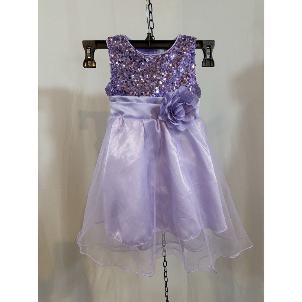 Lilac Sequin & Organza Flower Girl Dress